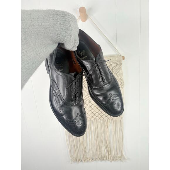 Allen Edmonds McAllister Black Leather Oxford Wingtip Dress Shoes Mens Size 14 - Picture 1 of 9